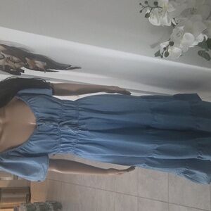 Indulge Med Blue Midi Dress L EUC